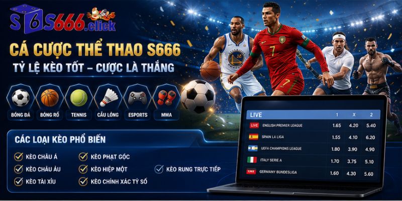 Sảnh thể thao S666 với kèo cược đa dạng